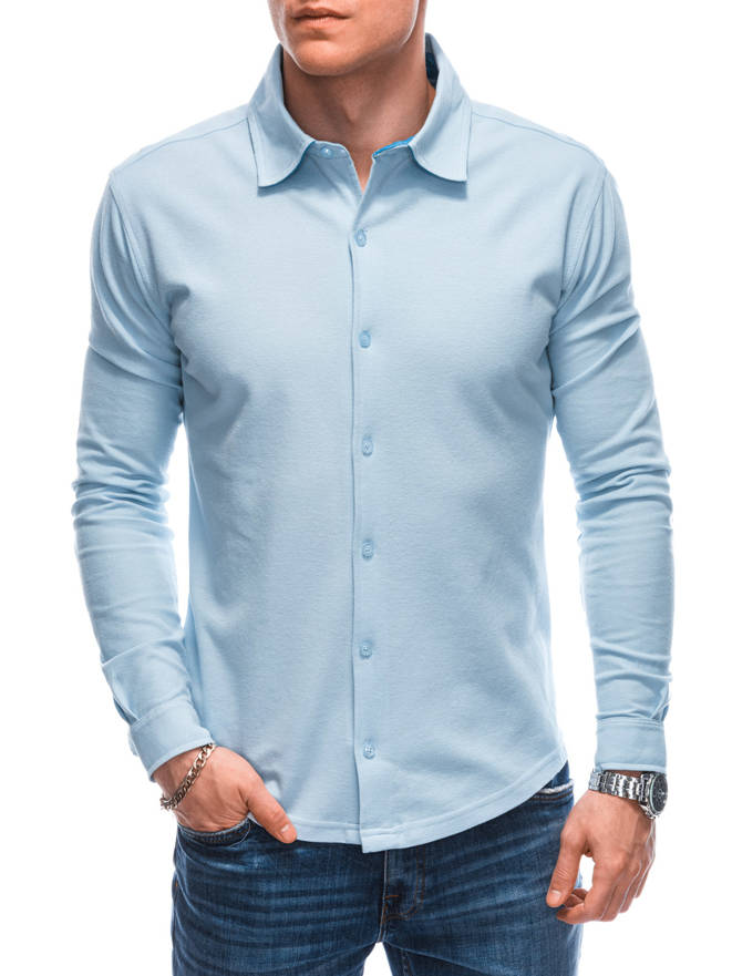 Koszula męska z długim rękawem 523K - niebieska