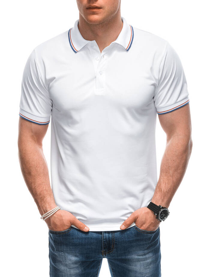 Koszulka męska Polo bez nadruku 1932S - biała