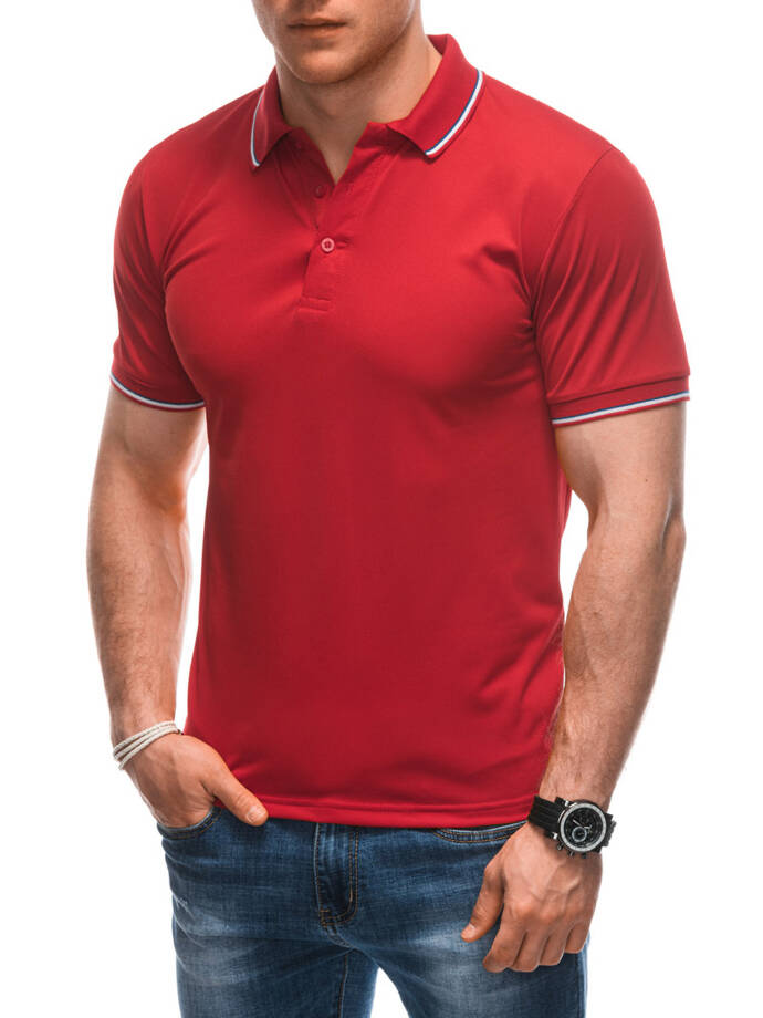 Koszulka męska Polo bez nadruku 1932S - czerwona