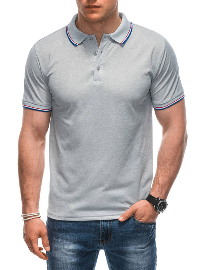 Koszulka męska Polo bez nadruku 1932S - szara