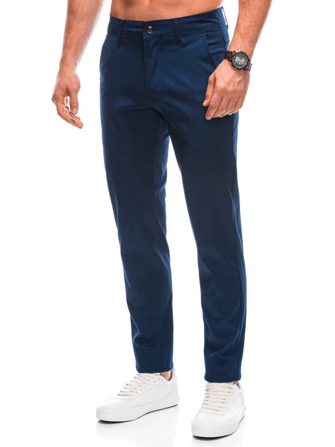 Spodnie męskie chino 1425P - ciemnoniebieskie