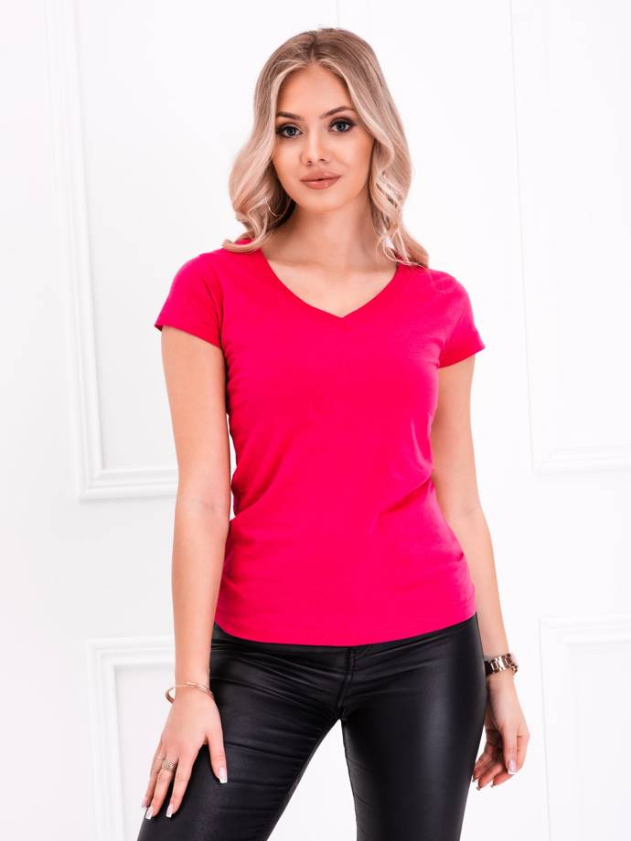 T-shirt damski basic 002SLR - różowy