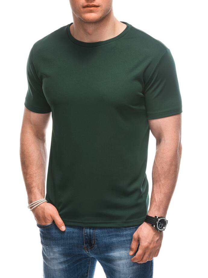 T-shirt męski basic 1930S - ciemnozielony